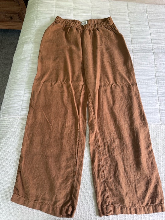MATE the Label Pants - MATE THE LABEL Wide-Leg Linen Blend  Pants in Rust